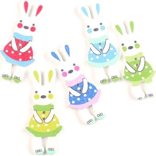 50pcs Mixed 45x19mm Wooden Rabbit Buttons For Clothing Needlework Scrapbooking Wood Botones Decorative Crafts Diy Accessories