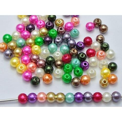 500 Pcs Mixed Colour Plastic Faux Pearl Round Beads 6mm Imitation Pearl