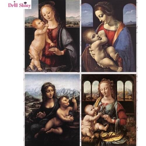 5D DIY Diamond Painting Da Vinci famous Madonna and Child ,angel Cross Stitch Diamond Embroidery Of Rhinestone Home Decor gift