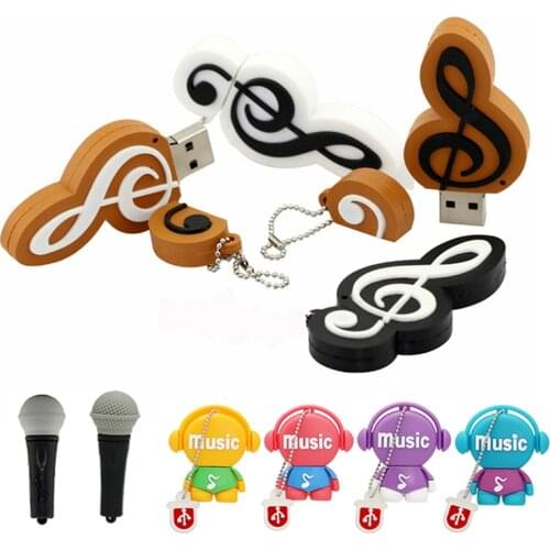 64GB USB Flash Drive 32GB 8 16 4 GB Pendrive 128GB 256GB Microphone Mic Speaker Musical Note Memoria Stick Key2.0 Cartoon U Disk