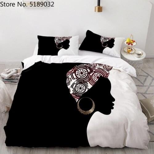 Africa Women Printed Bedding Sets Queen King Quilt Cover Bed Linen Set 2/3 Piece Ethnic African Duvet Cover Set for Girls Boys
