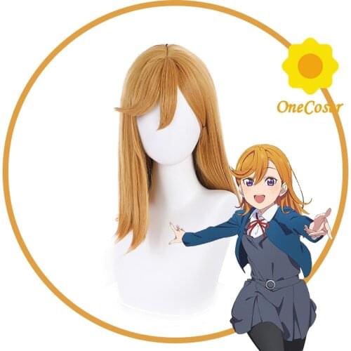 Anime Love live! Superstar!! Shibuya Kanon Cosplay Wig Light Brown Hair Synthetic Hair + Free Wig Cap Party Girls Women