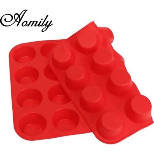 Aomily Muffin Cup 24 Cavity Silicone Soap Cookies Cupcake Bakeware Pan Tray Mould Home DIY Cake Tool Mould Baking Pastry Tools