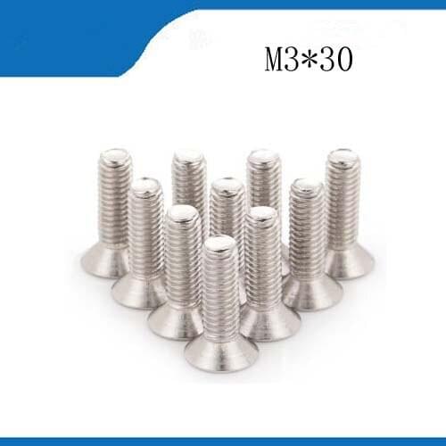 Free shipping50pcs DIN7991 M3 x 30 A2 Stainless Steel Screw Hexagon Hex Socket Countersunk Head Cap Screwsstainless nails,bolts