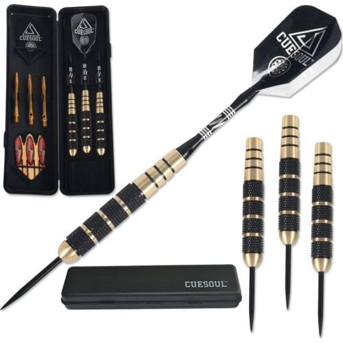 Great Cuesoul 24Grams Steel Tip Brass Barrels Darts Set With Aluminum Shafts and Case Free Shipping