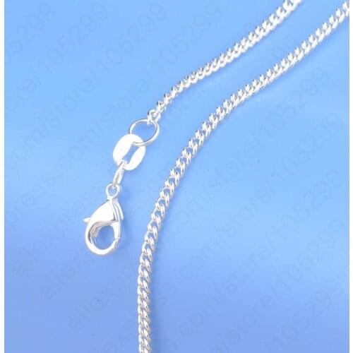Hot Sale 1PC Free Shipping Pure 925 Sterling Silver Chain Necklace 16"-30" Popular Flat Curb Chains Unisex Jewelry