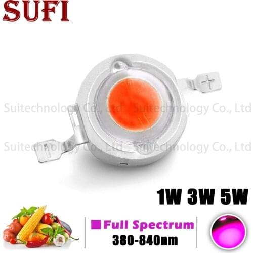 High Power LED Grow Light Chip Full Spectrum 1W 3W 5W 380-840nm SMD COB Lamp Bead For DIY Indoor Plant Vegetables Grow