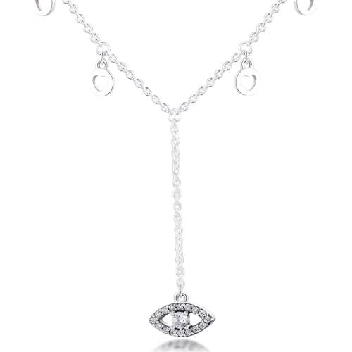 CKK Authentic 925 Sterling Silver Clear CZ Evil Eye Necklaces for Women Original Jewelry Collier Bijoux Femme 2021