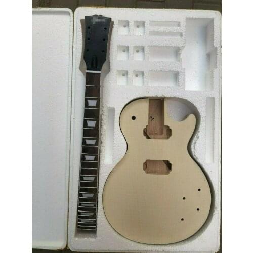 DIY 1 set Unfinished Guitar Neck And Body LP Style Electric Guitar Kit