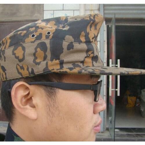 WWII WW2 GERMAN ELITE OAKLEAF M40 CAMO REVERSIBLE FIELD CAP HAT- SIZE L