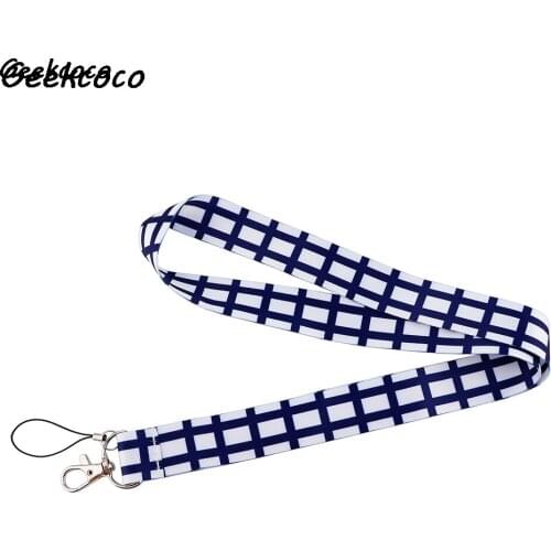 J2298 Grid Lanyards Phone Strap Fabric Holder Necklace Accessory For Key Neck Straps Badges Holders Webbing Ribbons