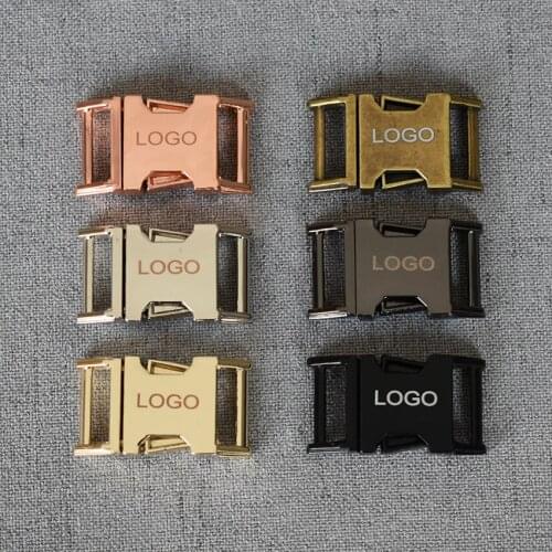 1 Pcs/Lot 15mm Metal Quick Side Release Buckles Provide Laser Engraving Service Customize LOGO For Pet Leash Bag Backpacks
