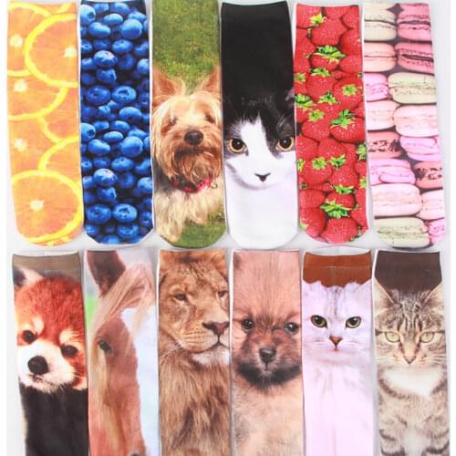 Men Women Funny Cotton Socks Animal Food Fruits Graphic Stockings Creative Cute Hosiery Holloween Theme Casual Winter Socks