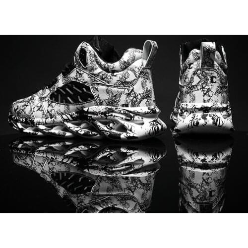 New Running Shoes Men Hip Hop Street Graffiti Chunky Sneakers Blade Cushioning Sport Zapatillas Lightweight Jogging Shoes 45