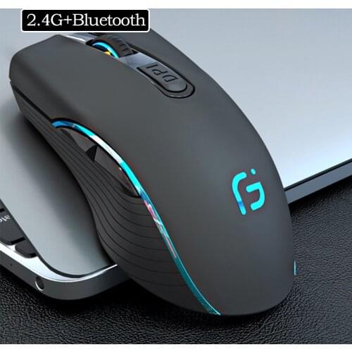 2 In 1 Ergonomic Computer Mouse 2400DPI Bluetooth 4.0+2.4Ghz Wireless Dual Mode Mouse Portable Silent Optical Mice for PC/Laptop