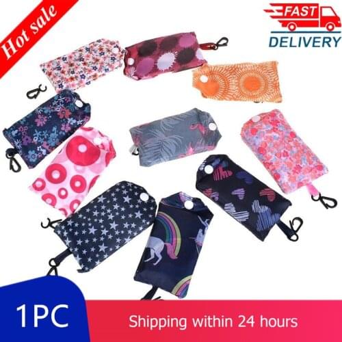 New Fashion Foldable Handy Shopping Bag Reusable Tote Pouch Recycle Storage Handbags Women No Zipper Casual Polyester