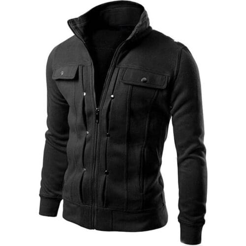 MRMT 2021 Brand New Mens Standing Collar Sweatshirts Body Repair Cardigan for Male Fleece Inclined Pocket Jacket Sweatshirt