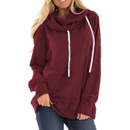 Solid Color Pullover Hoodies Women Long Sleeve Autumn Winter Drawstring Loose Fit Ladies Hooded Sweatshirt Oversize Outerwear