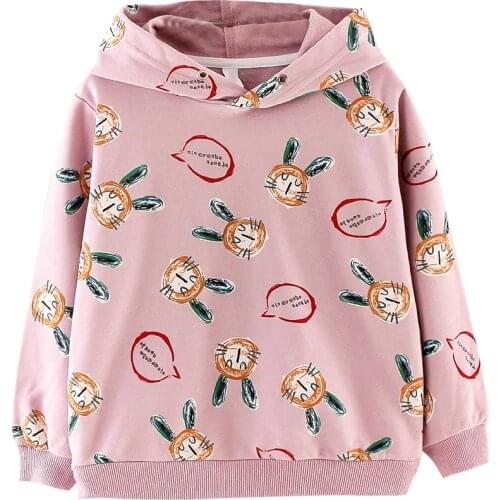 2020 Fall Fashion Teenage Sweatshirts Girls Cartoon Rabbit Hoodies for Kids Cotton Long Sleeve Cute Hoodie Toddler Girl Clothes
