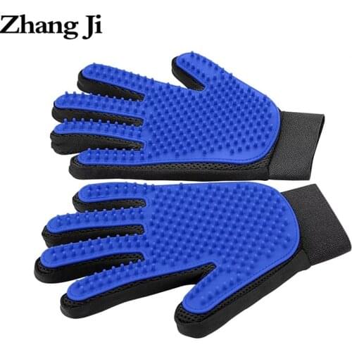 ZhangJi Efficient Pet Hair Remover Mitt/Brush Pet Grooming Glove Dog/Cat Cleaning Combs Silicone Massage Gloves Bath Supplies