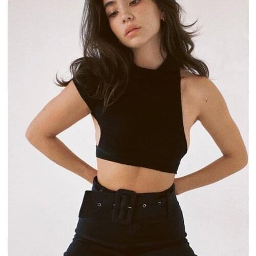 Sexy Lolita Party Club Summer Y2K Clothes Women Solid Single Sleeve Cut Out Slim Crop Tops 2021 Korean Fashion Streatwear