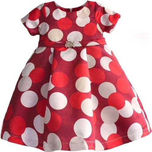 Baby Girls Dress Polka Dot Printed Children Girls Dresses Rhinestones Belt Kids Clothes Party Birthday robe fille enfant 3-8Y