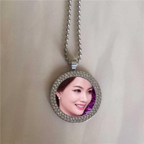 Sublimation necklaces pendants for women drill woman round necklace pendant hot transfer printing diy consumables new style