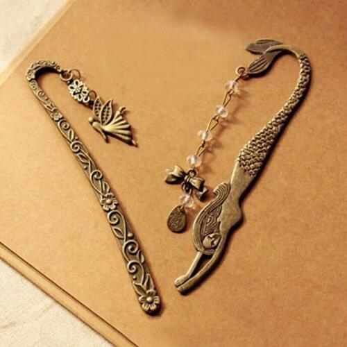 Retro Alloy Metal Bookmark Mermaid Beaded Or Angels Butterfly Fashion Vintage Bookmark Party Favor Gifts ZA6795