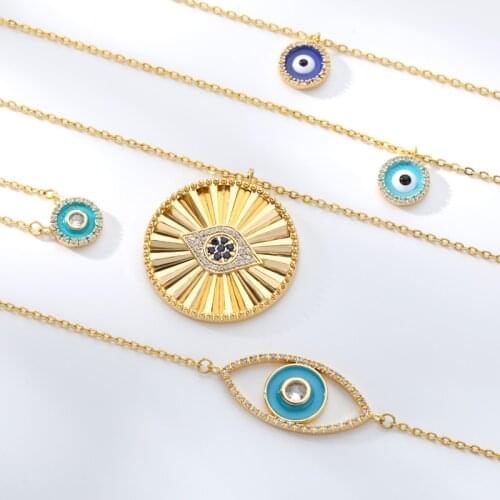 Blue Crystal Evil Eye Necklace For Women Turkish Lucky Necklaces Pendant Goth Choker Jewelry Birthday Gift Accessories Mujer