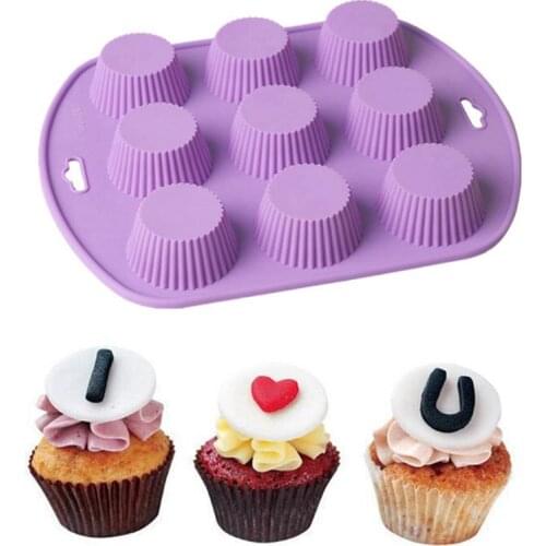 Cake Mold Silicone 9 Holes Muffin Cake Mold 3D Handmade Cupcake Jelly Pudding Cookie Mini Muffin Cupcake Mold Baking Tools