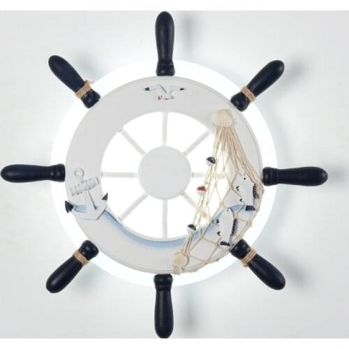 Mediterranean Bedside Lamp Bedroom Living Room Background Wall Lamp LED Creative Helmsman Simple Childrens Room Decoration Lamp