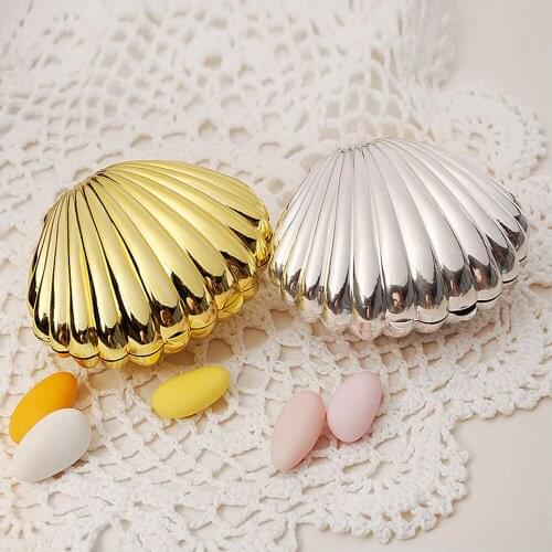 Wedding Table Boxes Decorations Shell Shape Wedding Candies Box Plastic Happy Event Favor Boxes Candy Chocolate Storage
