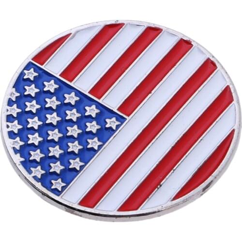 Alloy 2.4cm American Flag Patterns for Golf Cap Visor and Divot Tools Putting Alignment Aiming Tool