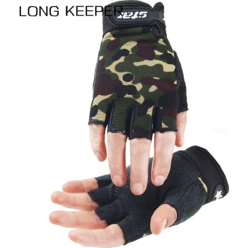 Half Finger Cycling Gloves Men Women Fingerless Non-slip Breathable Mittens Camo Gloves for Kids Outdoor Sport Fitness Luva