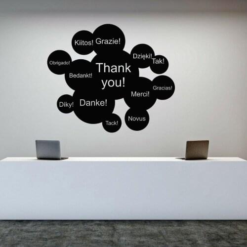 Different Languages Version Thank You Vinyl Wall Decal Thank You International Words Business Office Wall Art Stickers P61