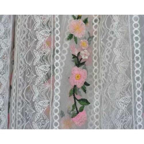 1 yard Embroidered lace fabric dress decoration wedding dress DIY material