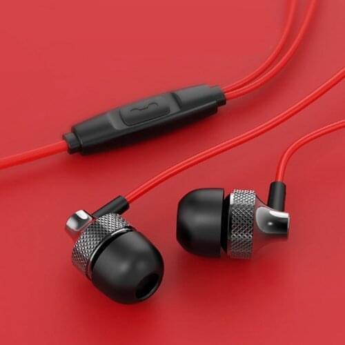 100pcs 2019 new metal in-ear earphones heavy bass with wheat line control mobile phone computer universal