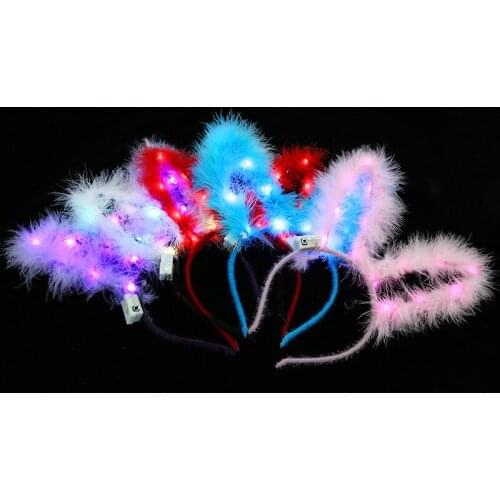 14-light edifle christmas feathered feather ears hoop the night market scenic concert glowing headpiece hot selling wholesale