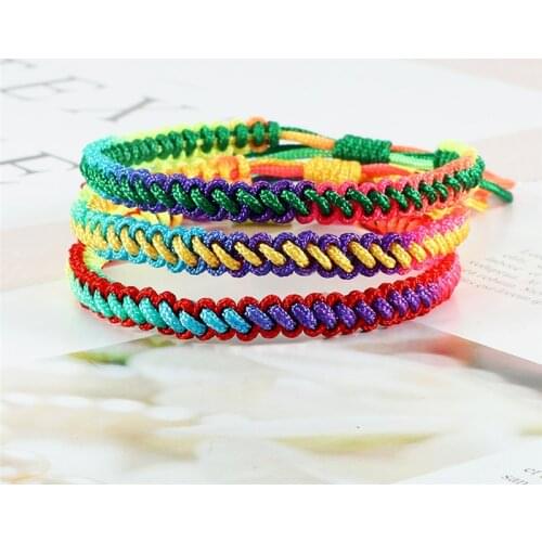 2Pcs Original Women Men Handmade Knots Braided Bracelet For Couple Tibetan Buddhist Multicolor Lucky Rope Woven Bracelets Gifts
