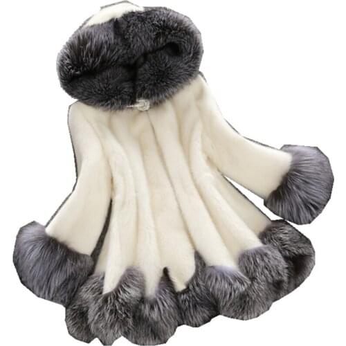 2019 New Design Fashion Winter Women Faux Fox Mink Fur Coat Long section Luxury Fake Fur Coat warm loose Faux Fur Coat 2 colors