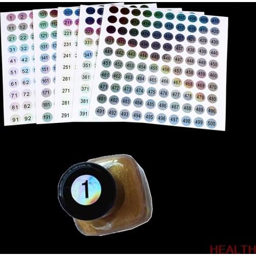 5Sheets Number Sticker 1-500 Laser Number Label Stickers Craft Nail Polish Lipstick Color Tags Sticker