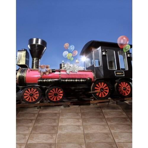 5x7ft Vintage Train Balloon Photography Backdrops Photo Props Studio Background