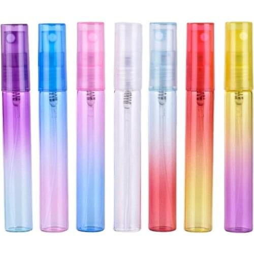 8ML 6pcs Gradient Glass Perfum Bottle With Plastic Pump Portable Essential Oil Atomizer Liquid Spray Bottles Cosmetic Container