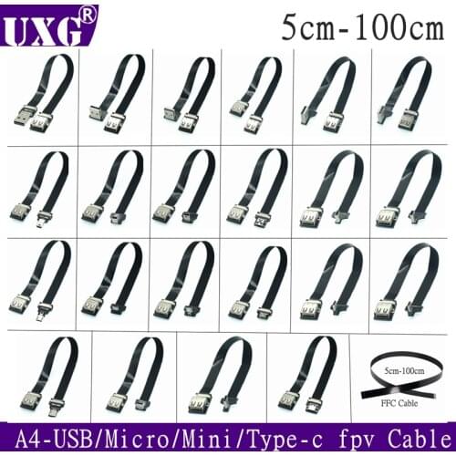 A4 FFC Micro Type-C USB FPV Slim Thin Flat Soft flexible FPC charge AV Date Cable for FPV Brushless Handheld Gimbal monitor