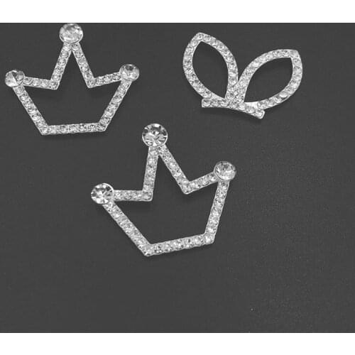 10Pcs Alloy Accessories Diamond Rabbit Ear Crown Flatback Bead For DIY Mobile Phone Case Beauty Alloy Jewelry Accessories