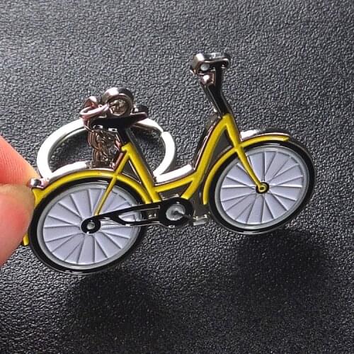 FREE SHIPPING BY DHL 100pcs/lot Metal Yellow Mobile Bike Keychains Zinc Alloy Bicycle Shaped Keyrings Custom LOGO