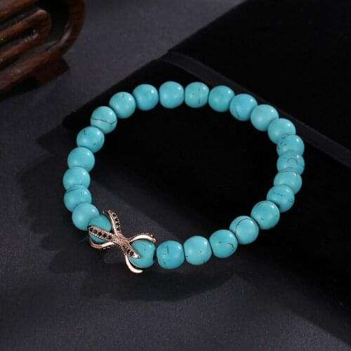4 Color Angle Claw Alloy Micro Inset Black Zircon Accessories Blue Pine Stone Elastic Beads Bracelet Bangle Gift for Women Men