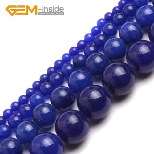 Round Blue Jades Beads For Jewelry Making Loose Beads Strand 15" DIY Wholesale New Fashion DIY Bracelet Necklace