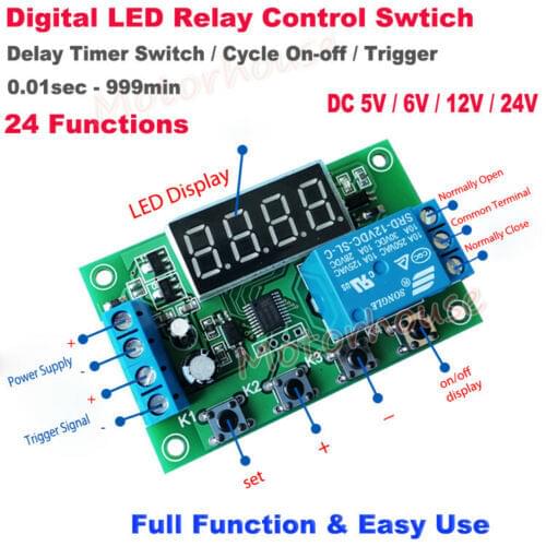 DC 5V/6V/ 12V/ 24V Delay Turn On/off Cycle Timer Relay Signal Trigger Switch Module Digital LED Relay Control Switch