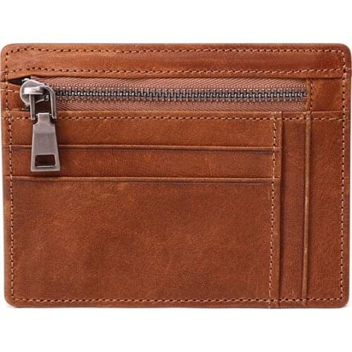 Genuine Leather Solid Cardholder Vintage Cowhide Men card holder Multi function Mens business card holder Mini Wallet for cards